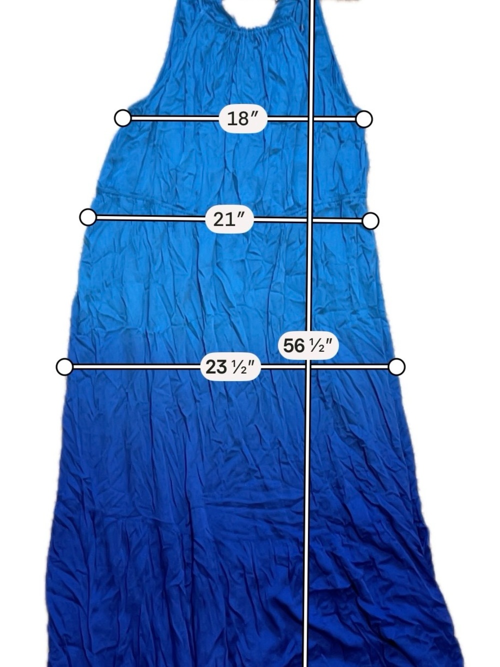 Knox Rose Women's Blue Ombre Halter Sleeveless Maxi Dress 3X Coastal Tiered - Picture 4 of 6